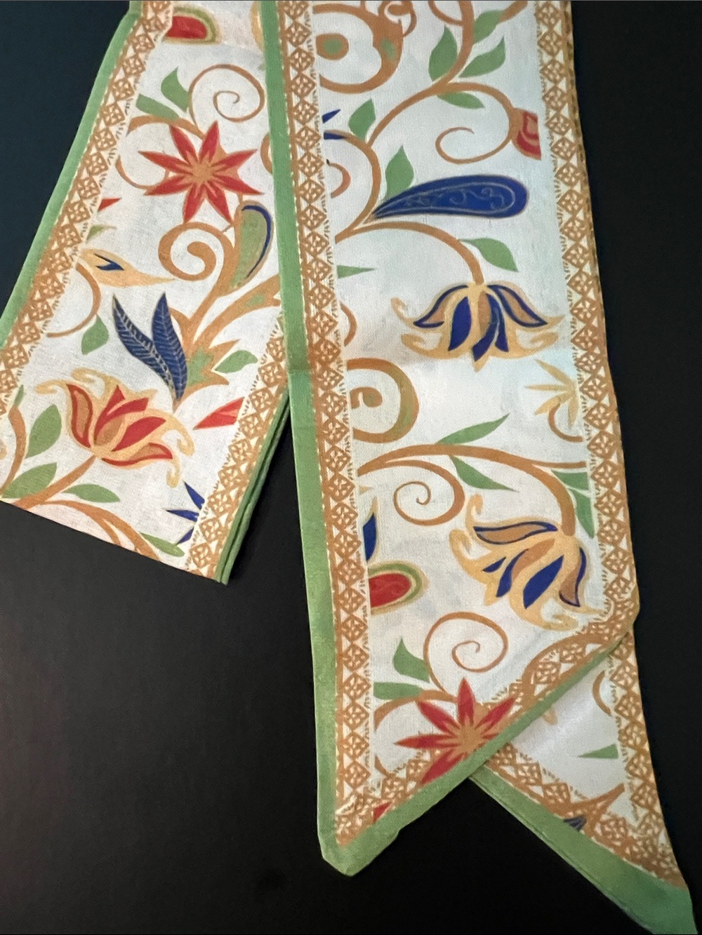 Floral Skinny Scarf 32” | Multicolor Neck, Hair & Handbag Accessory - Picture 3 of 5